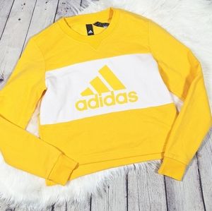 ADIDAS Women's Sweatshirt yellow white size XS